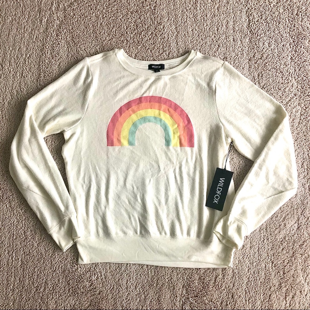 Wildfox after the rain sommers rainbow sweatshirt